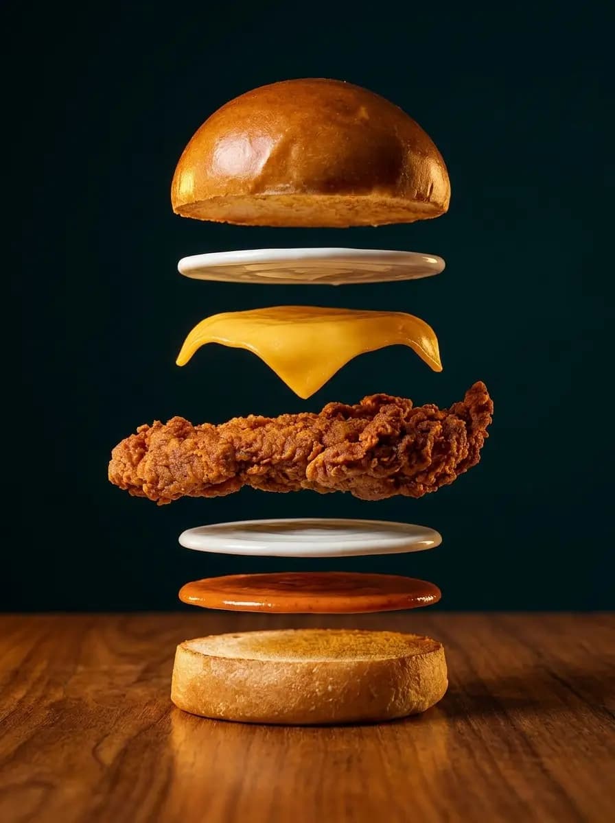 Nashville Tavuk Burger katmanları